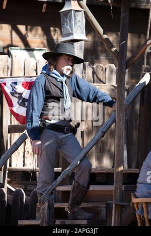 Cowboy in Goldfield Ghost Town, Arizona, USA Stockfoto