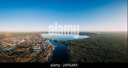 Luftdruckfoto Mueggelsee im Berliner openick Deutschland Stockfoto