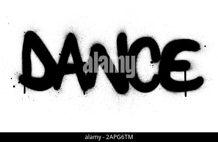 Graffiti-Tanzwort schwarz über weiß gespritzt Stock Vektor