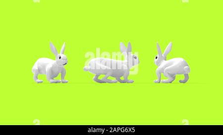 3D-Rendering eines Hasen, das im Hintergrund des leeren Raums isoliert ist Stockfoto