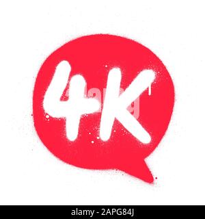 Graffiti 4K-Abkürzung weiß über rotem Textballon gespritzt Stock Vektor
