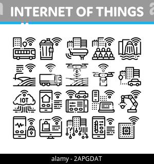 Symbole Für Sammlung Internet Der Dinge Setzen Vektor Stock Vektor