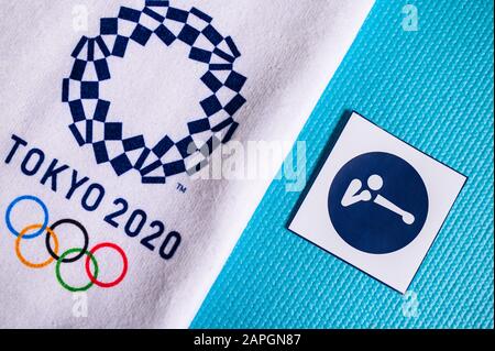 TOKIO, JAPAN, JANUAR. 20. 2020: Boxpiktogramm für olympisches Sommerspiel Tokio 2020 Stockfoto