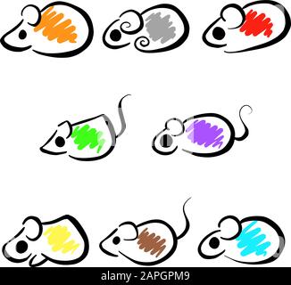 Sammlung Einfacher Illustrationen zu Nagetier-Maus-Guinea-Schwein und Hamster-Logo Stock Vektor
