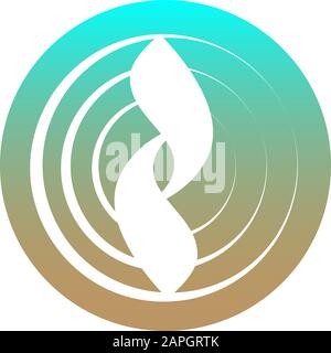 Blauer und beige verschwommener Kreis mit weißen Kronblättern auf Wasserwellen Stock Vektor