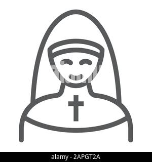 Nonnenlinien-Symbol, Religion und Gebet, Schwesternzeichen, Vektorgrafiken, ein lineares Muster auf weißem Hintergrund, eps 10. Stock Vektor