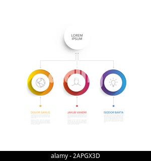 Vektor multipurpose Infografik Vorlage mit drei Elementen und modernen Farben auf einem hellen Hintergrund Stock Vektor