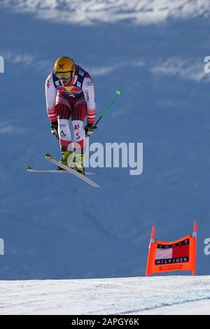 Kitzbühel, Österreich. Januar 2020. Max Franz von Österreich beim Abfahrtstraining des Audi Fis-Alpine-Skiweltcups am 23. Januar 2020 in Kitzbühel, Österreich. Kredit: European Sports Photographic Agency/Alamy Live News Stockfoto