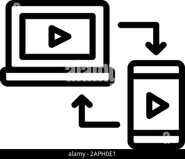 Wiedermarketing-Symbol für Laptops, Outline-Stil Stock Vektor