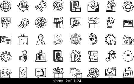 Symbolsatz für Produktmanager, Gliederungsstil Stock Vektor