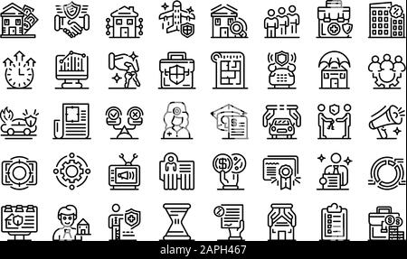 Symbole für Werbeagenten, Umrisse Stock Vektor