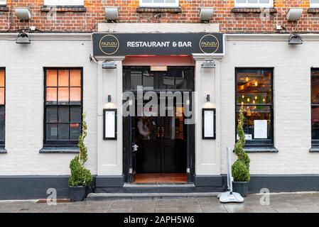 Pazuzu formell Sugar Hut Eingang in Brentwood High Street, Essex - Januar 2020 Stockfoto