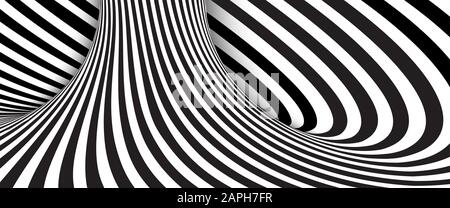 Abstrakte schwarz-weißen wellenförmigen Streifen Hintergrund. Vector Illustration Stock Vektor