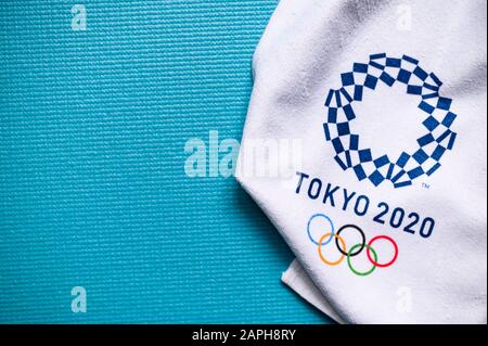 TOKIO, JAPAN, JANUAR. 20. 2020: Tokyo 2020 Background, Blue EDIT Space Stockfoto
