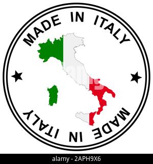 Runder Flecken ' In Italien gemacht ' mit Silhouette Italiens Stock Vektor