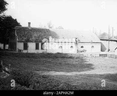 Bauernhaus des Fränkischen Halletyps in Woubrüdge Datum: Undatierter Ort: Woubrüdge, Süd-Holland Schlüsselwörter: Bauernhöfe, moderne landwirtschaftliche Gebäude, Wohnungen Stockfoto