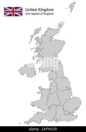 Europäisches Land Großbritannien und Regionen Englands Stock Vektor