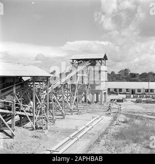 Reisen nach Suriname und die niederländischen Antillen Beschreibung: Die Fabrikinstallation der Billiton Maatschappij Suriname in Paranam in Suriname Datum: 1947 Ort: Paranam, Suriname Schlüsselwörter: Bauxit, Fabriken Stockfoto