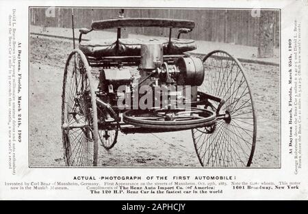 Oldtimer, Benz Patent-Motorwagen Nummer 1, das erste von Carl Benz ('Karl Benz'), Mannheim, Erfundene Automobil aus dem Benz & Co Handelskatalog, Foto: 1909 Stockfoto