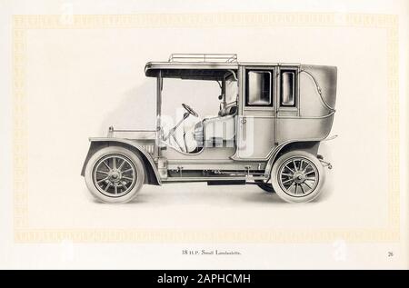 Oldtimer, Benz Motorwagen, kleine Landaulette 18 ps, aus dem Benz & Co Handelskatalog, Illustration 1909 Stockfoto