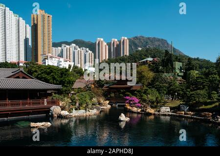 Hongkong, China - November 2019: Der Nan Lian Garden in Hongkong Stockfoto