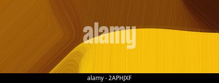 Kartenhintergrundgrafik mit elegantem, kurvigen, wirbelförmigen Wellenhintergrund mit sattelbraunem, bernsteinfarbenem und sehr dunkelrotem Farbton. Stockfoto