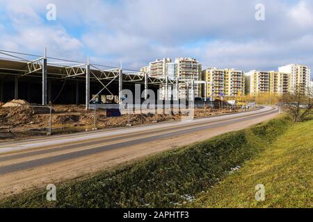 Apartmentkomplex im Stadtteil Perkunkiemis in Wilna Stockfoto