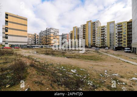 Apartmentkomplex im Stadtteil Perkunkiemis in Wilna Stockfoto