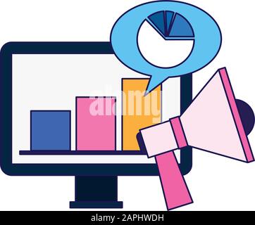 Computer und Megaphon Symbol Stock Vektor