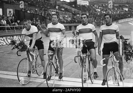 Radfahren. Grand Prix von Amsterdam Beschreibung: Das russische Verfolgungsteam Datum: 22. Juni 1967 Ort: Amsterdam, Noord-Holland Schlagwörter: Sportveranstaltungen, Radsport, Radsport Stockfoto