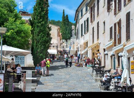 Calvari Steps, Pollenca Town Center, Mallorca, Balearen, Spanien Stockfoto