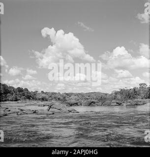 Reise nach Suriname und die niederländischen Antillen Beschreibung: Der Fluss Surinamese Datum: 1947 Ort: Suriname Schlüsselwörter: Flüsse Stockfoto