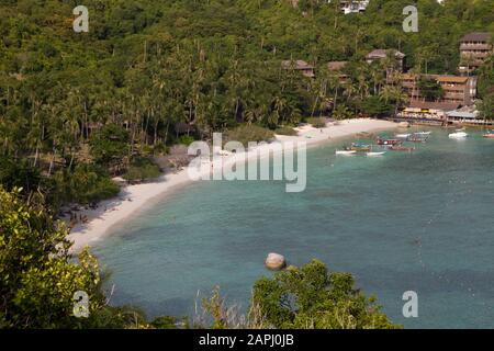 Thailand, Insel Ko Tao, Blick auf den Strand von Shark Stockfoto