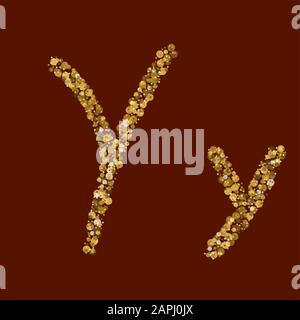 Nützliche Goldtextur. ZZ goldener Glitzerbrief. Kühles lateinisches Alphabet. Handschriftlich, Kalligraphie. Vektor ABC. Lateinische Kalligraphie. Stock Vektor