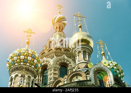 Erlöserkirche auf Verschüttetem Blut (Christuskathedrale) in Sankt Petersburg, Russland Stockfoto