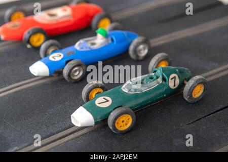 Scalextric Model Rennwagenspiel der 1960er Jahre von Triang in Großbritannien. Stockfoto