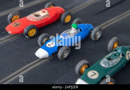 Scalextric Model Rennwagenspiel der 1960er Jahre von Triang in Großbritannien. Stockfoto