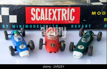 Scalextric Model Rennwagenspiel der 1960er Jahre von Triang in Großbritannien. Stockfoto