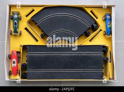 Scalextric Model Rennwagenspiel der 1960er Jahre von Triang in Großbritannien. Stockfoto