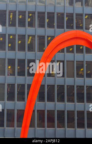 Alexander Calders Flamingo-Skulptur, Federal Plaza, Chicago, Illinois, USA Stockfoto