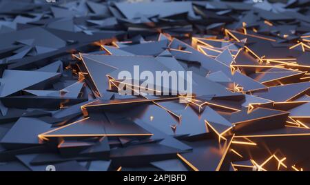 Wiederholen Sie das geometrische Dreieck Mosaik Rahmenlicht, Visualisierung 3D Rendering Abstraktionsmuster, schöne Hintergrundtextur für Werbung oder Banner. Stockfoto