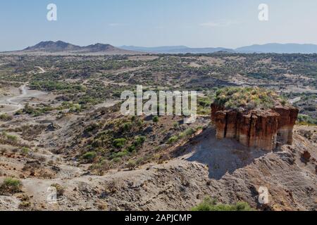 Blick über die Olduvai-Schlucht in Tansania Stockfoto