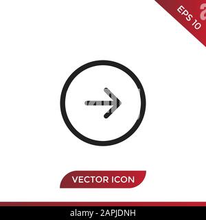 Pfeil nach rechts, Vektorsymbol nächste Taste in modernem Design für Website und mobile App Stock Vektor