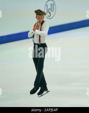 Steiermarkhalle, Graz, Österreich. Januar 2020. Lukas Britschgi aus der Schweiz bei Den Herren Freies Skating bei ISU European Figure Skating Championats in der Steiermarkhalle, Graz, Österreich. Kredit: CSM/Alamy Live News Stockfoto