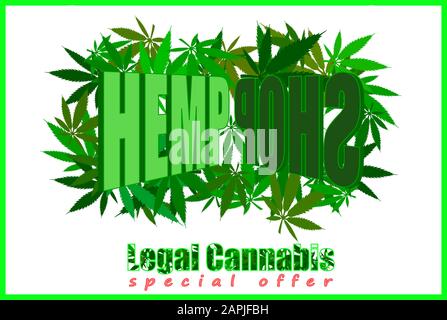 Vektorgrafiken, die für den Verkauf legaler Hanfprodukte verwendet werden können. Stock Vektor