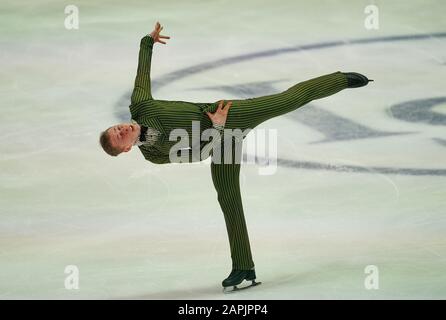 Steiermarkhalle, Graz, Österreich. Januar 2020. Nikolaj Majorov aus Schweden bei Den Herren Freies Skating bei ISU European Figure Skating Championats in der Steiermarkhalle, Graz, Österreich. Kredit: CSM/Alamy Live News Stockfoto