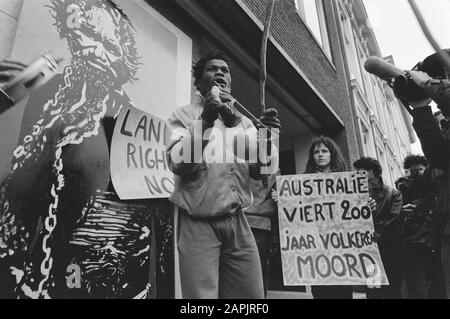 Demonstration für australische Botschaft gegen Behandlung Aborigines Datum: 26. Januar 1988 Schlüsselwörter: Botschaften, Demonstrationen Stockfoto