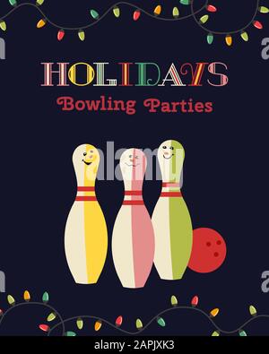 Vorlage Design Poster Feiertage Bowling Vektor Stock Vektor