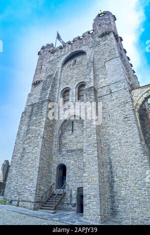 Gravensteen Donjon in Gent, Belgien Stockfoto