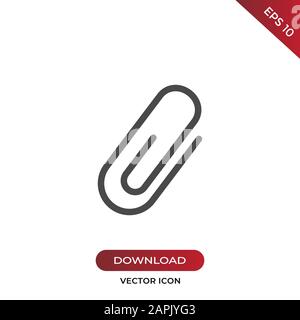 Symbolvektor für Büroklammer. Einfaches Büroklammer-Zeichen in modernem Design für Website und mobile App. EPS10 Stock Vektor